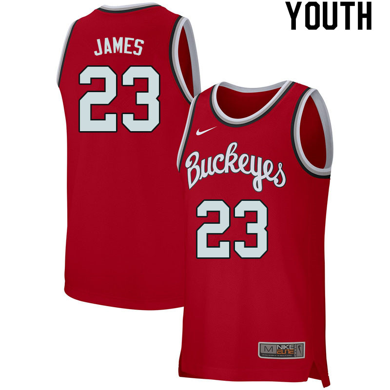 Youth #23 LeBron James Ohio State Buckeyes College Basketball Jerseys Sale-Retro Scarlet